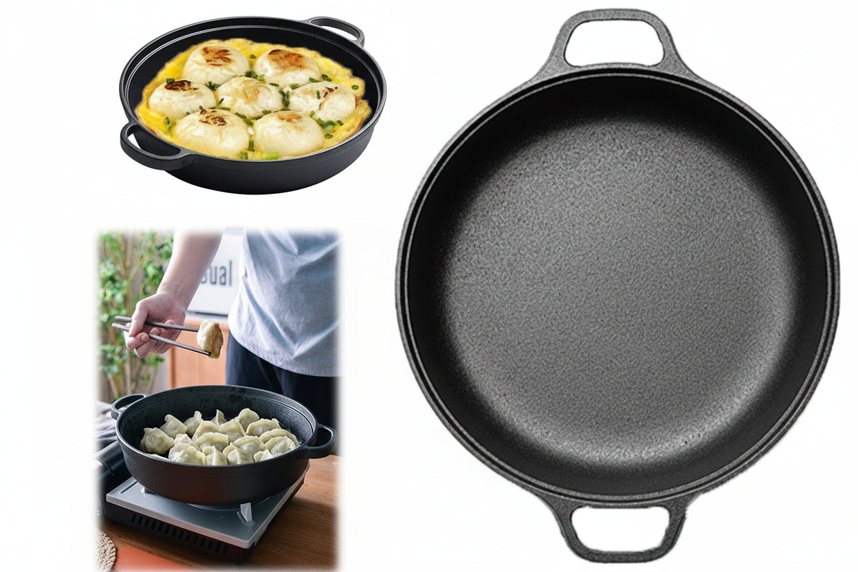 Pre‑Seasoned Cast Iron Skillet with Double Handles – 8.7” to 11.8” Heavy‑Duty Frying Pan for Baking, Grilling & Camping