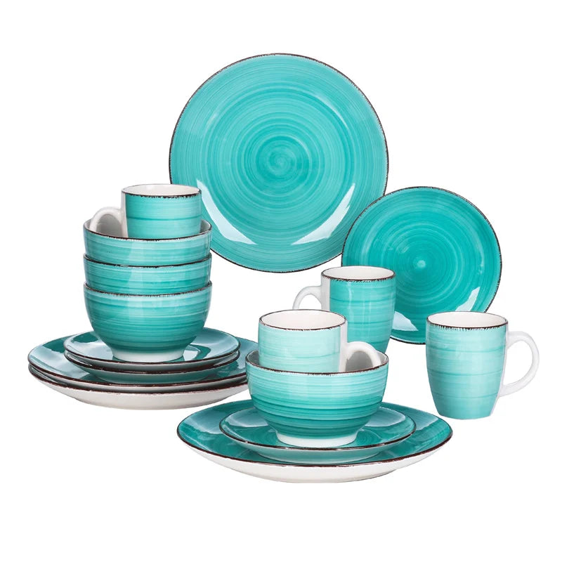 16-Piece Vintage Porcelain Dinnerware Set – Ceramic Plates, Bowls & Mugs Service for 4 United States BELLA-G-SL
