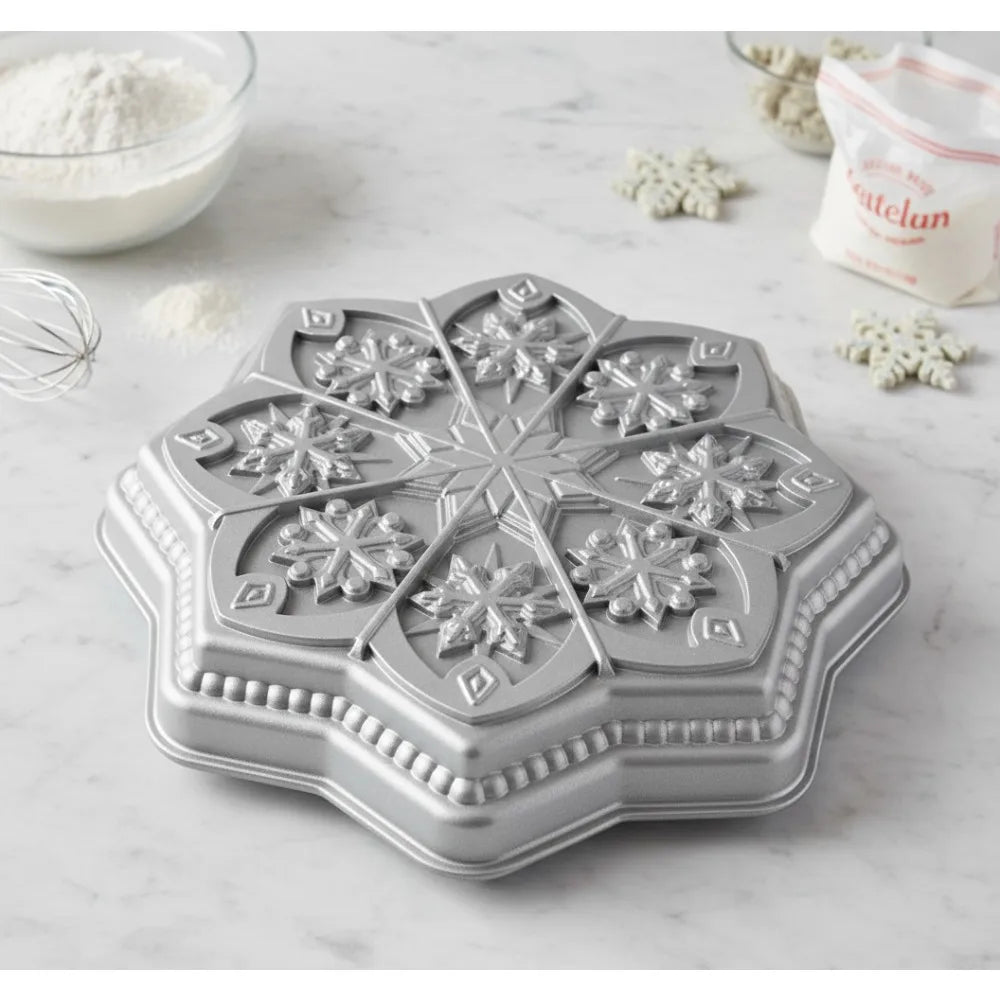 Snowflake Shortbread Pan Cast Aluminum Bakeware, Nordic Design Cookie Mold United States