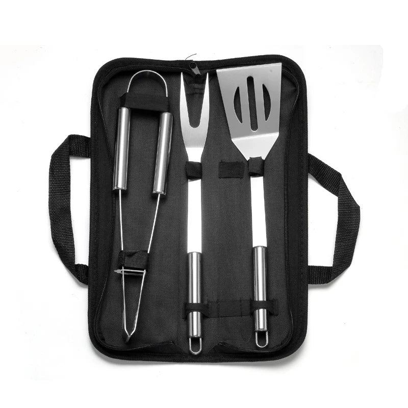 BBQ Grill Utensil Set with Canvas Bag | 3 to 20-Piece Sets 3 Pieces