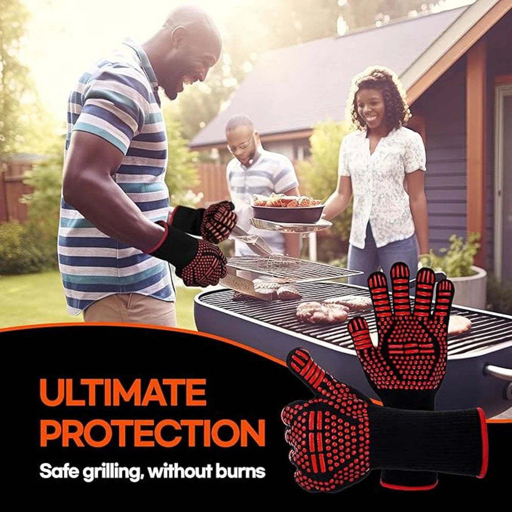 Heat Resistant BBQ Gloves | Non-Slip Grill Mitts – 1 or 2 Piece