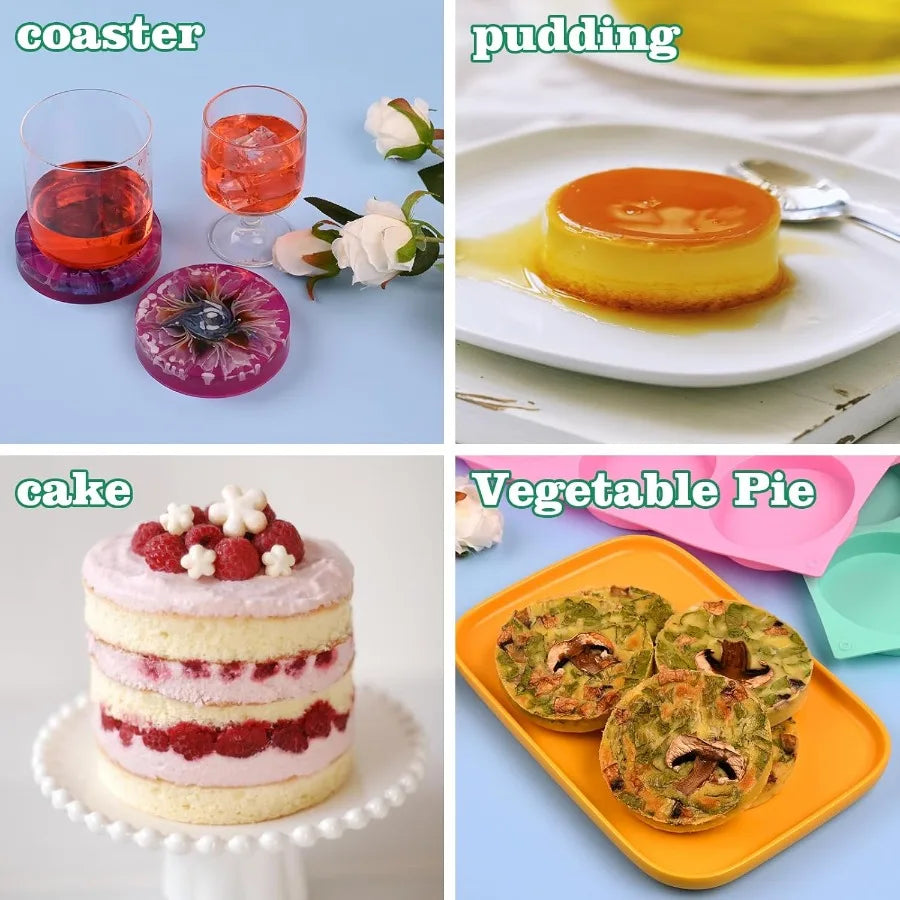 2-Piece Silicone Muffin Top Pans – 4-Inch Non-Stick Round Baking Molds for Mini Cakes & Desserts