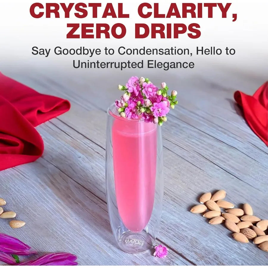 8 Pcs Stemless Champagne Flutes – Durable Borosilicate Glass Set