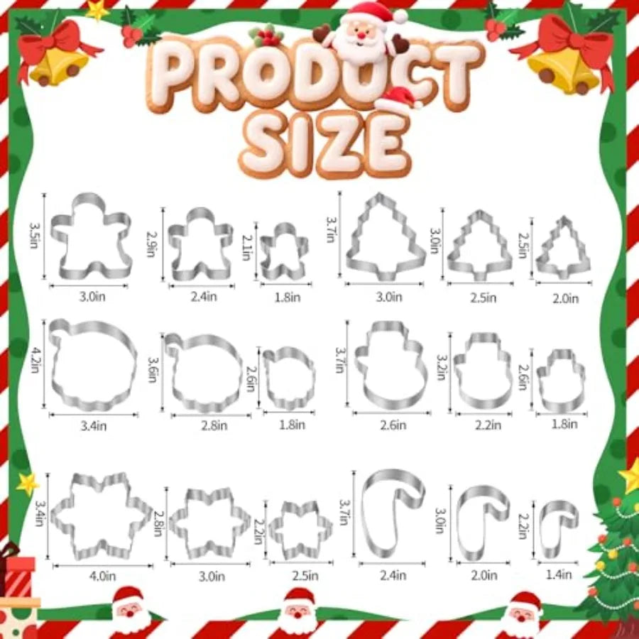 Christmas Cookie Cutters 18 Pcs Holiday Cookie Cutter Set Featuring Santa Face Christmas Tree Snowflake Gingerbread Men Snowman