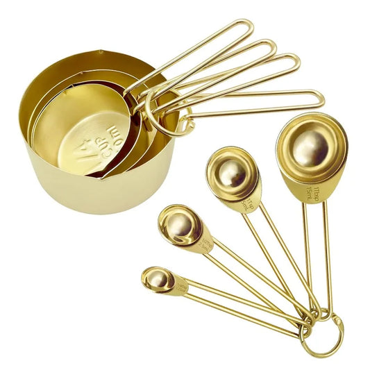 Gold Measuring Cups and Spoons Set - 8 Pieces United States