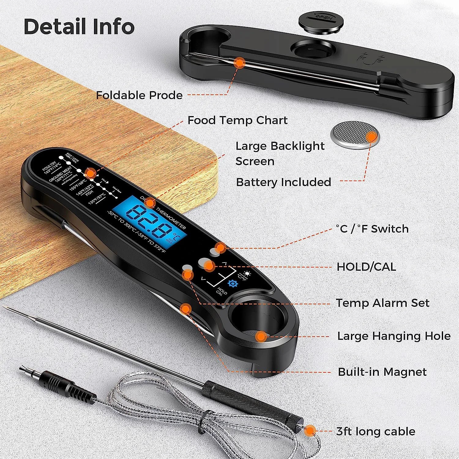 Digital Meat Thermometer with Dual Probe