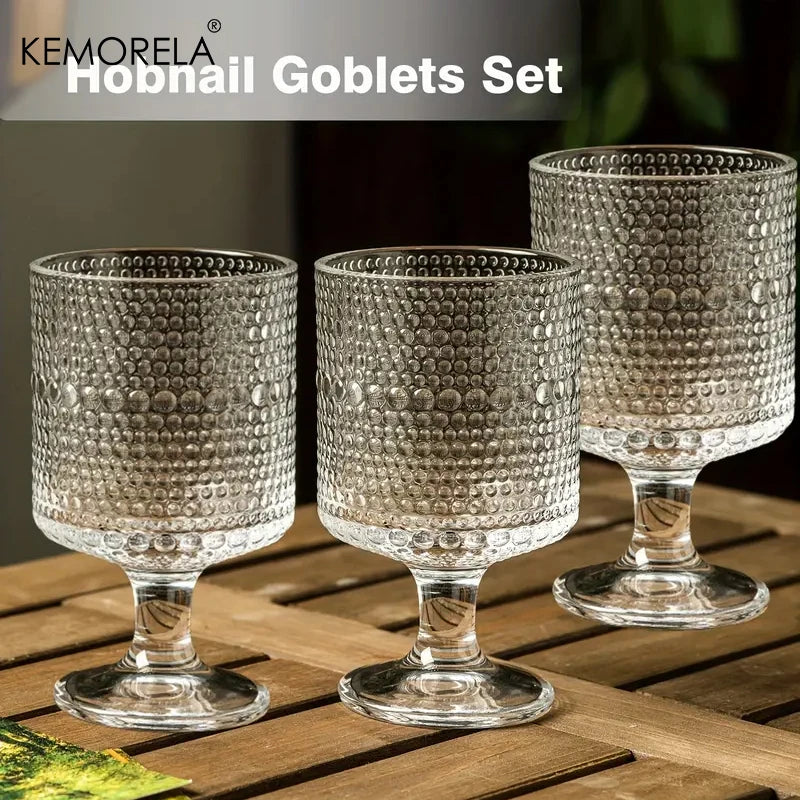8 Pcs Vintage Hobnail Goblet Glasses – Romantic Wine &amp; Cocktail Glassware Set for Culinary Entertaining