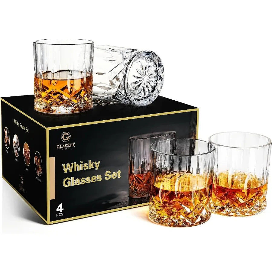 Premium Lead-Free Crystal Whiskey Glasses Set of 4 – 11 oz Rock Glasses for Bourbon & Scotch United States
