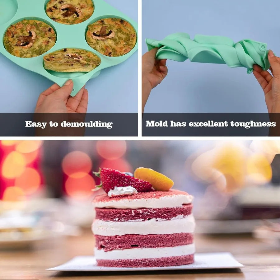 2-Piece Silicone Muffin Top Pans – 4-Inch Non-Stick Round Baking Molds for Mini Cakes & Desserts