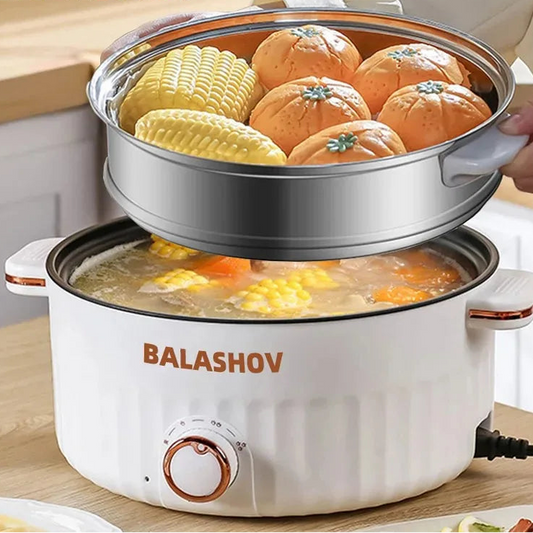 Portable Electric Multi-Cooker - Double Layer Hot Pot with Non-Stick Cookware