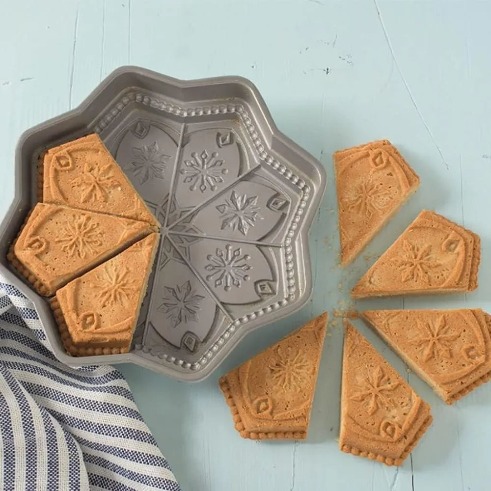 Snowflake Shortbread Pan Cast Aluminum Bakeware, Nordic Design Cookie Mold