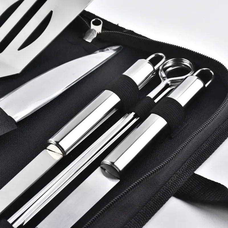Stainless Steel BBQ Tool Kit with Storage Bag | 3, 5, 7 & 9-Piece Sets