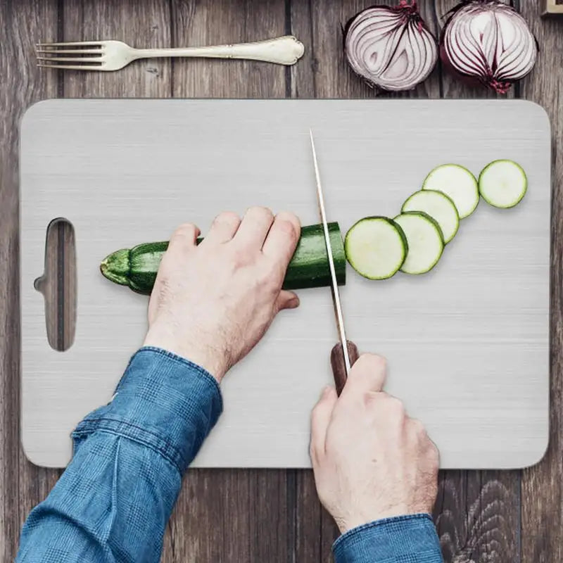 304 Stainless Steel Cutting Board – Double‑Sided Food‑Grade Kitchen Chopping Board (Multiple Sizes)
