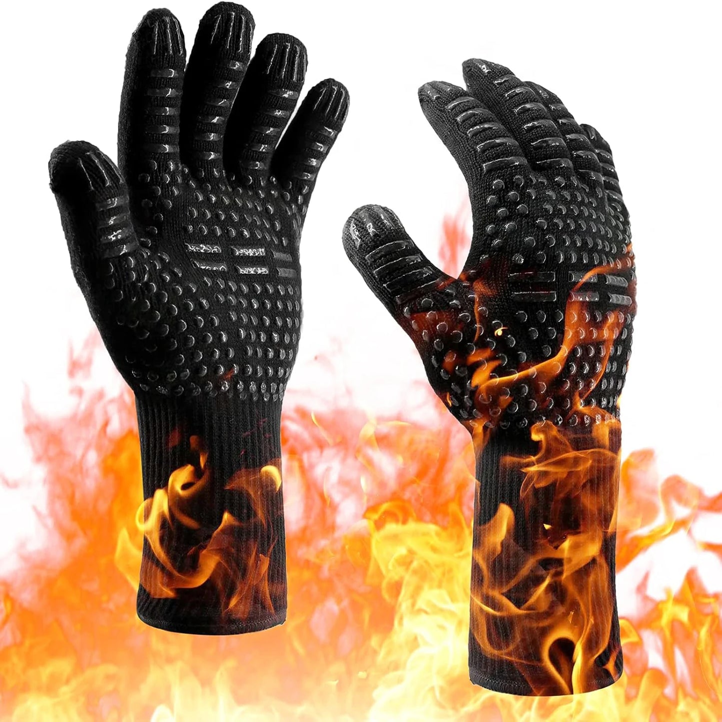 Heat Resistant BBQ Gloves | Non-Slip Grill Mitts – 1 or 2 Piece black 2pcs
