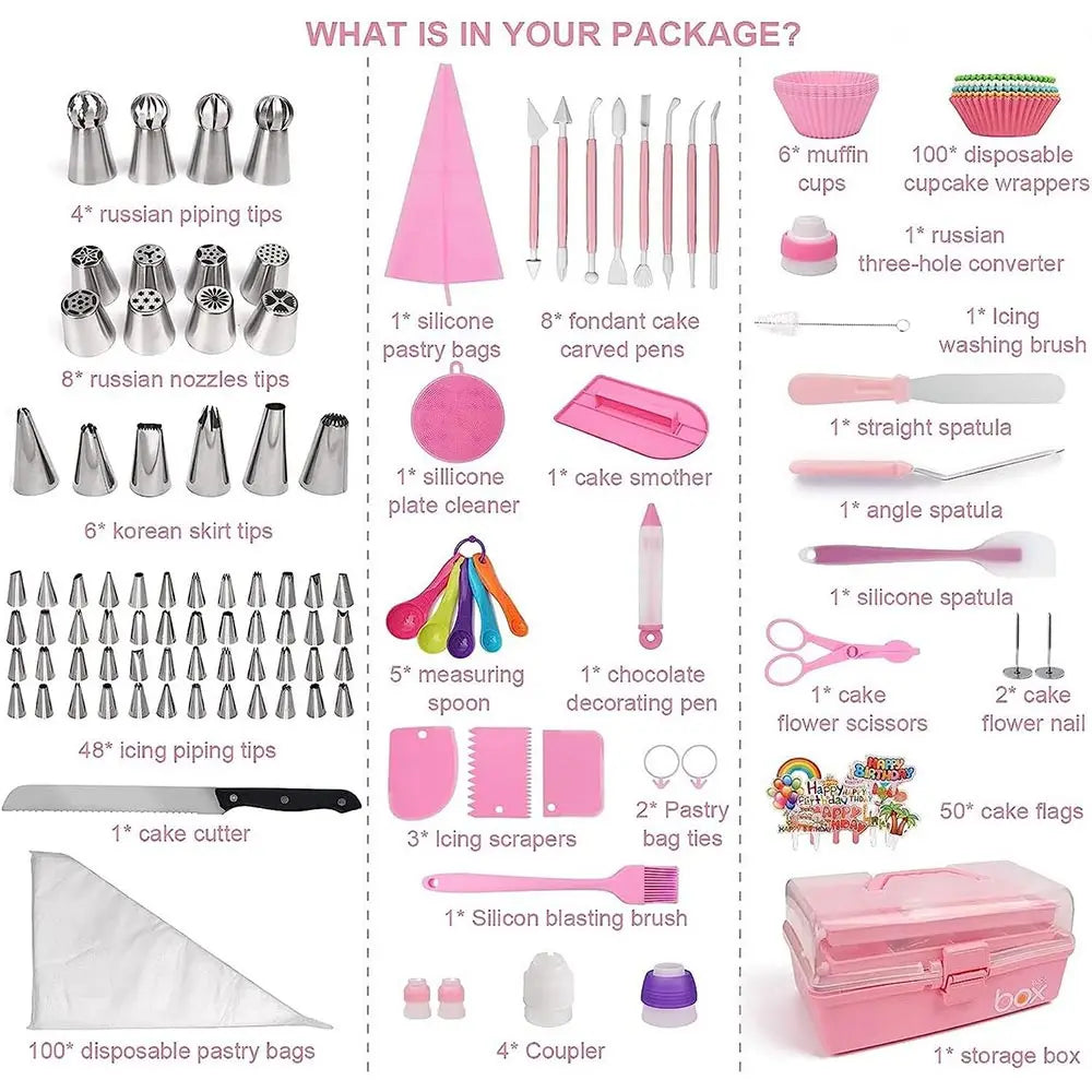 359-Piece Cake Decorating Set – 66 Tips, Piping Bags, Baking Tools & Cupcake Supplies for Beginners