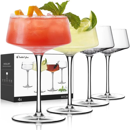 Hand-Blown Crystal Cocktail Glasses – Elegant Glassware Set United States
