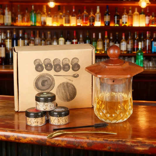 Glass Top Cocktail Smoker Kit | Whiskey Smoker Set with 4 Wood Chip Flavors
