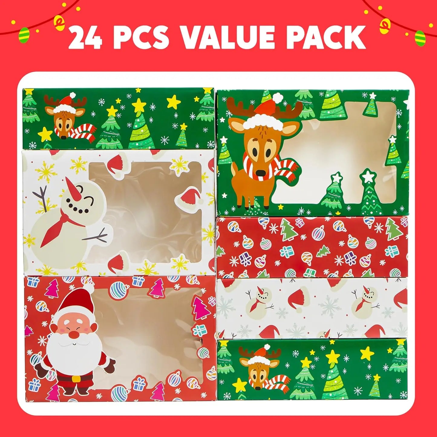 JOYFY 24 PCS Christmas Foil Treats Cookie Gift Boxes
