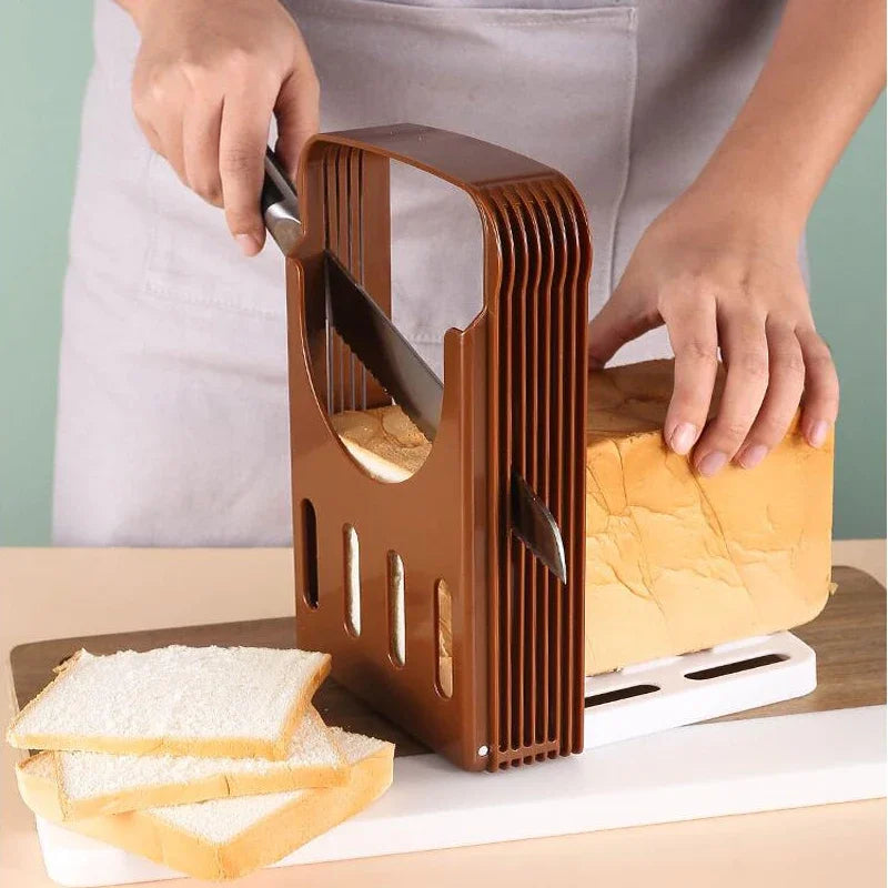 Foldable Bread Slicer Guide - Plastic Toast Cutter with 4 Thickness Settings