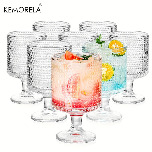 8 Pcs Vintage Hobnail Goblet Glasses – Romantic Wine &amp; Cocktail Glassware Set for Culinary Entertaining