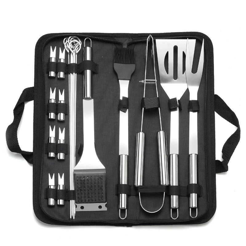 BBQ Grill Utensil Set with Canvas Bag | 3 to 20-Piece Sets 20 Pieces