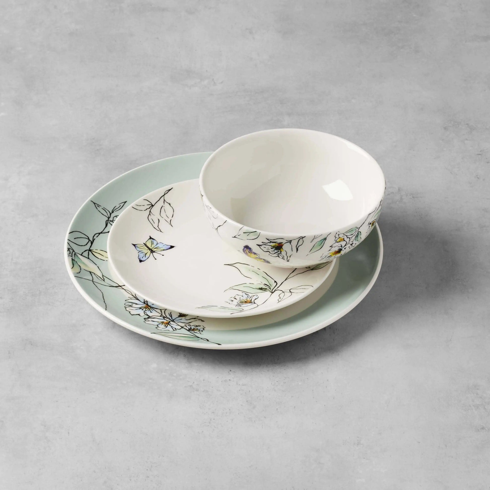 Entertain 365 12-Piece Botanica Dinnerware Set – Floral Ceramic Dishes Service for 4