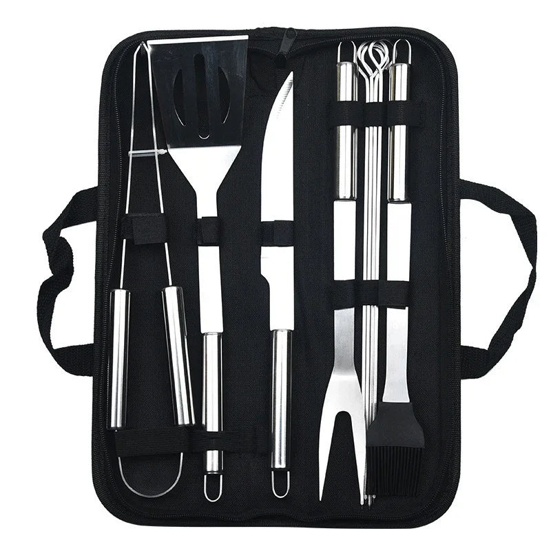 Stainless Steel BBQ Tool Kit with Storage Bag | 3, 5, 7 & 9-Piece Sets 9-piece set
