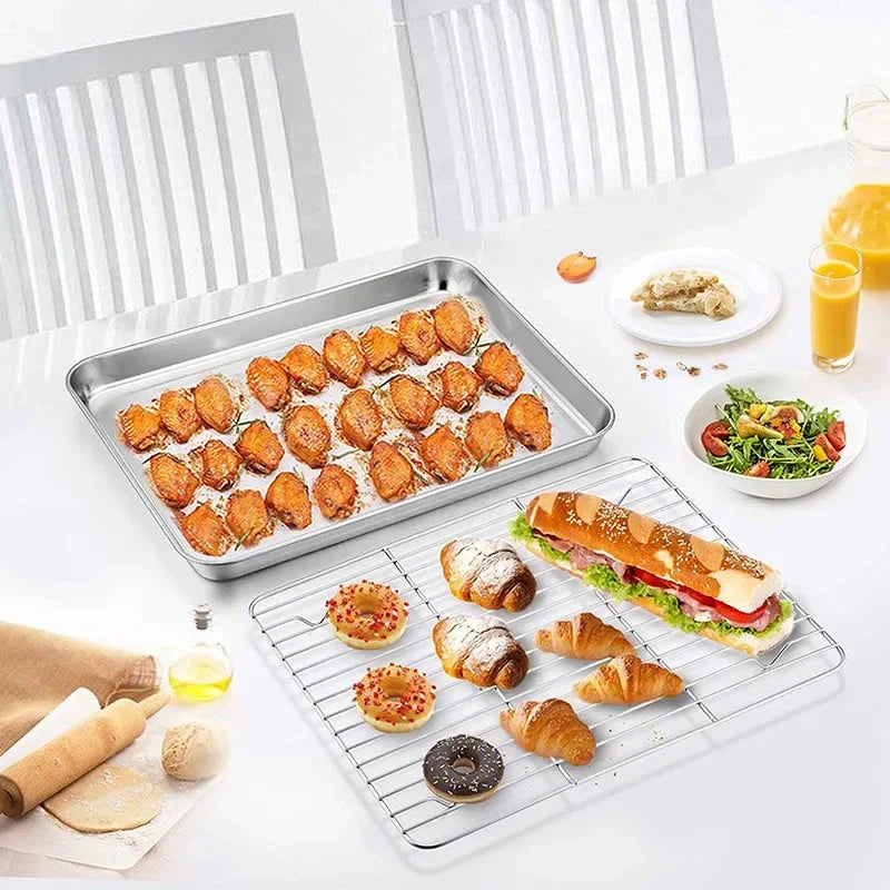 Stainless Steel Baking Pan with Removable Cooling Rack