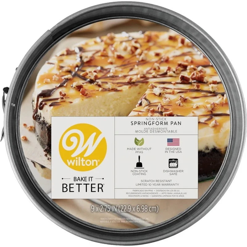 Non-Stick Springform Pan 9 Inch Removable Bottom Cheesecake Pan Durable Cold-Rolled Steel Oven Safe Bakes Even Heat Distribution