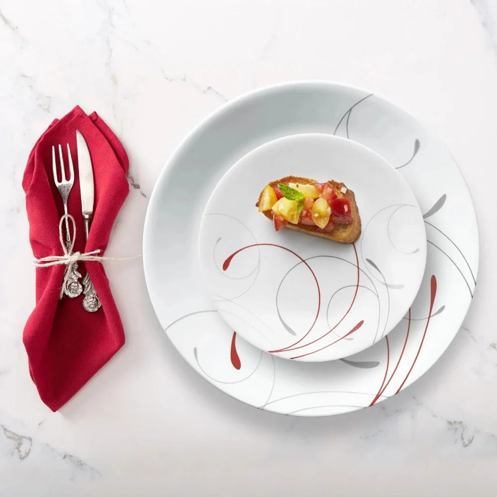 Round 12-Piece Dinnerware Set – Perfect for Gatherings, Parties & Family Dinners Service for 4 United States WHITE