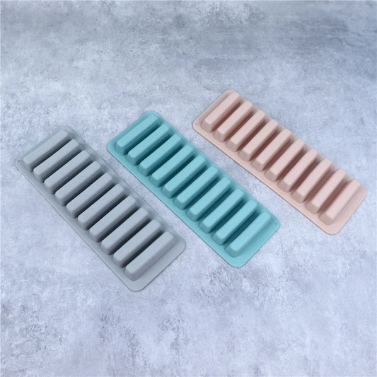10 Holes Silicone Forms Long Strips Ice Mold Tray United States 3pcs -Random Color