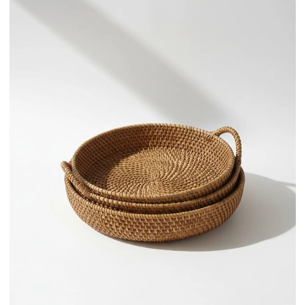 Rattan Storage Baskets Set of 2 | Hand-Woven Natural Wicker Organizer Basket United States