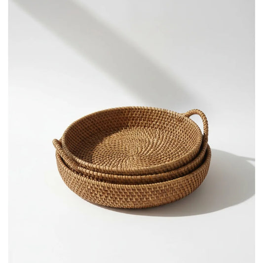 Rattan Storage Baskets Set of 2 | Hand-Woven Natural Wicker Organizer Basket United States