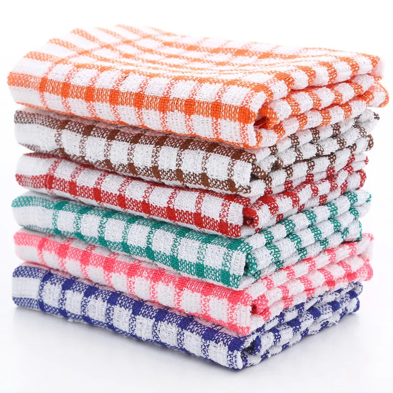 Checkered Kitchen Towels 6-Pack - Cotton Polyester Blend Dish Towels (28x40cm) 6Pcs 28x40CM