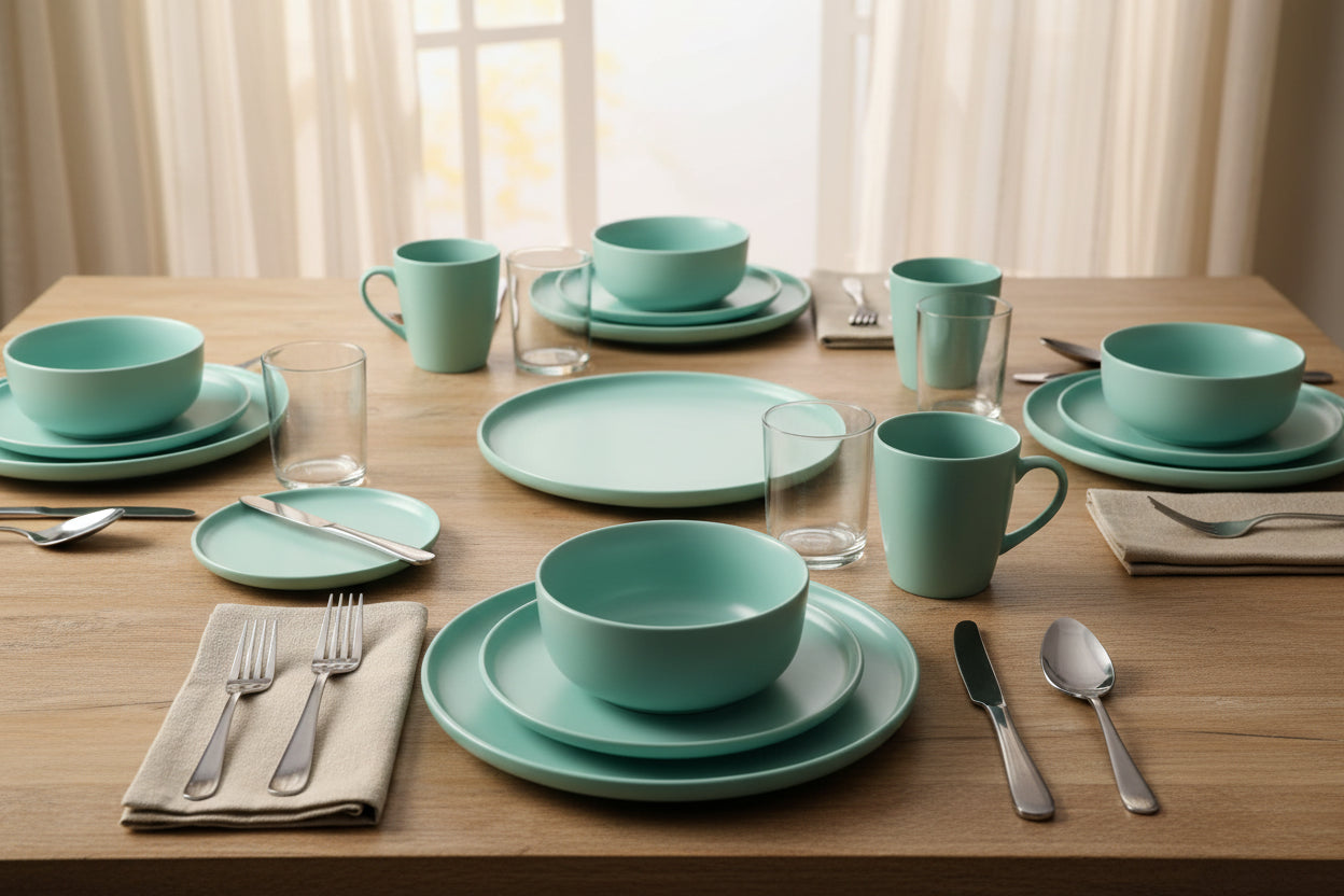 Alessandra 12-Piece Stoneware Dinnerware Set - Modern Tableware mint United States