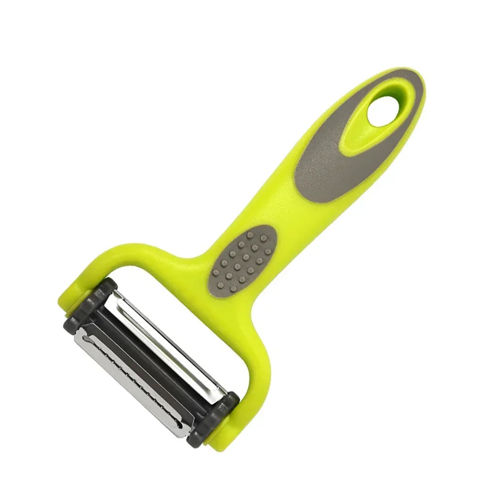 Stainless Steel 3-in-1 Peeler - Julienne, Serrated & Standard Vegetable Peeler 1pc green