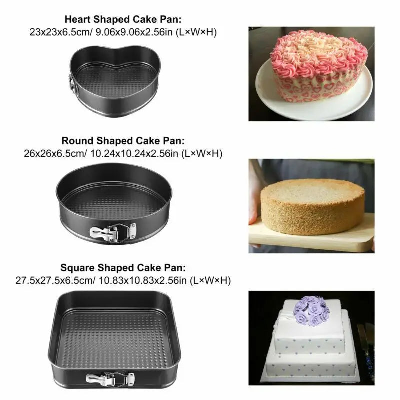 3pcs Spring Form Cake Non-Stick Coating Pan Great for Baking 9" -11" Leakproof