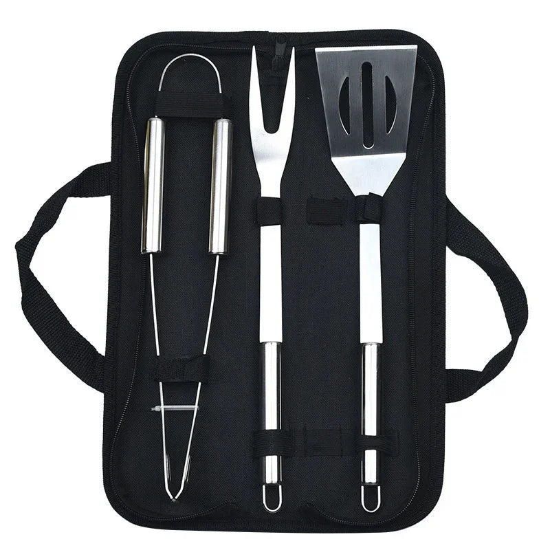 Stainless Steel BBQ Tool Kit with Storage Bag | 3, 5, 7 & 9-Piece Sets 3-piece set