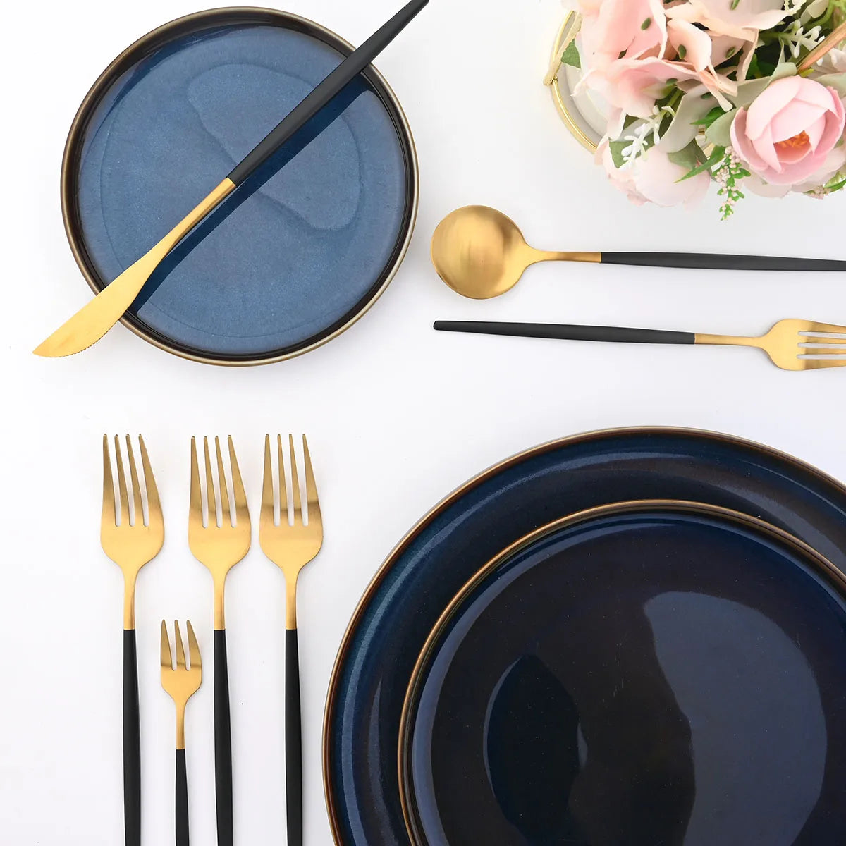 24-Piece Rainbow Titanium Flatware Set – Stainless Steel Cutlery Service for 6