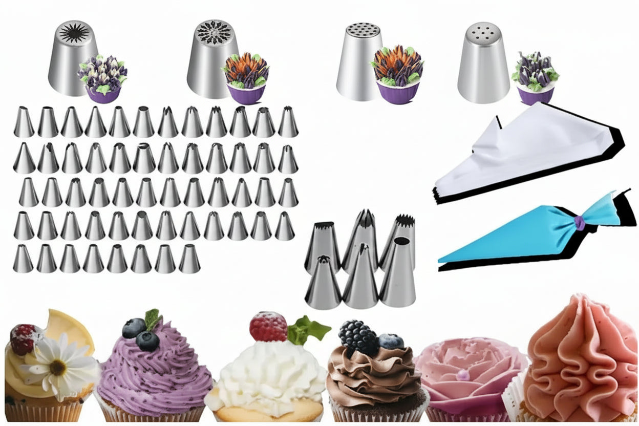 390-Piece Silicone Bakeware Set: Cake Decorating Kit with 3 Springform Pans, 360° Rotating Turntable, 58 Piping Tips