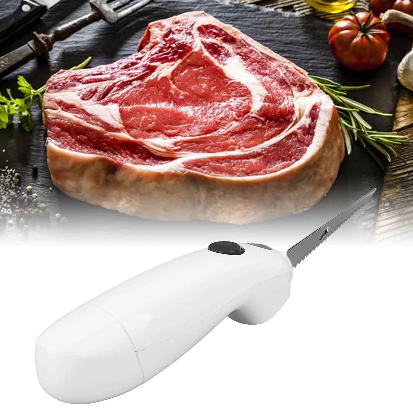 Battery Powered Electric Knife - Cordless Stainless Steel Carving Knife