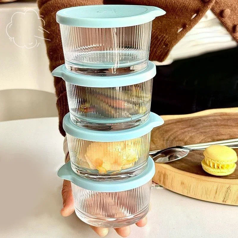 200ml Glass Storage Jars with Airtight Lid | Bubble, Ribbed & Smooth Textures