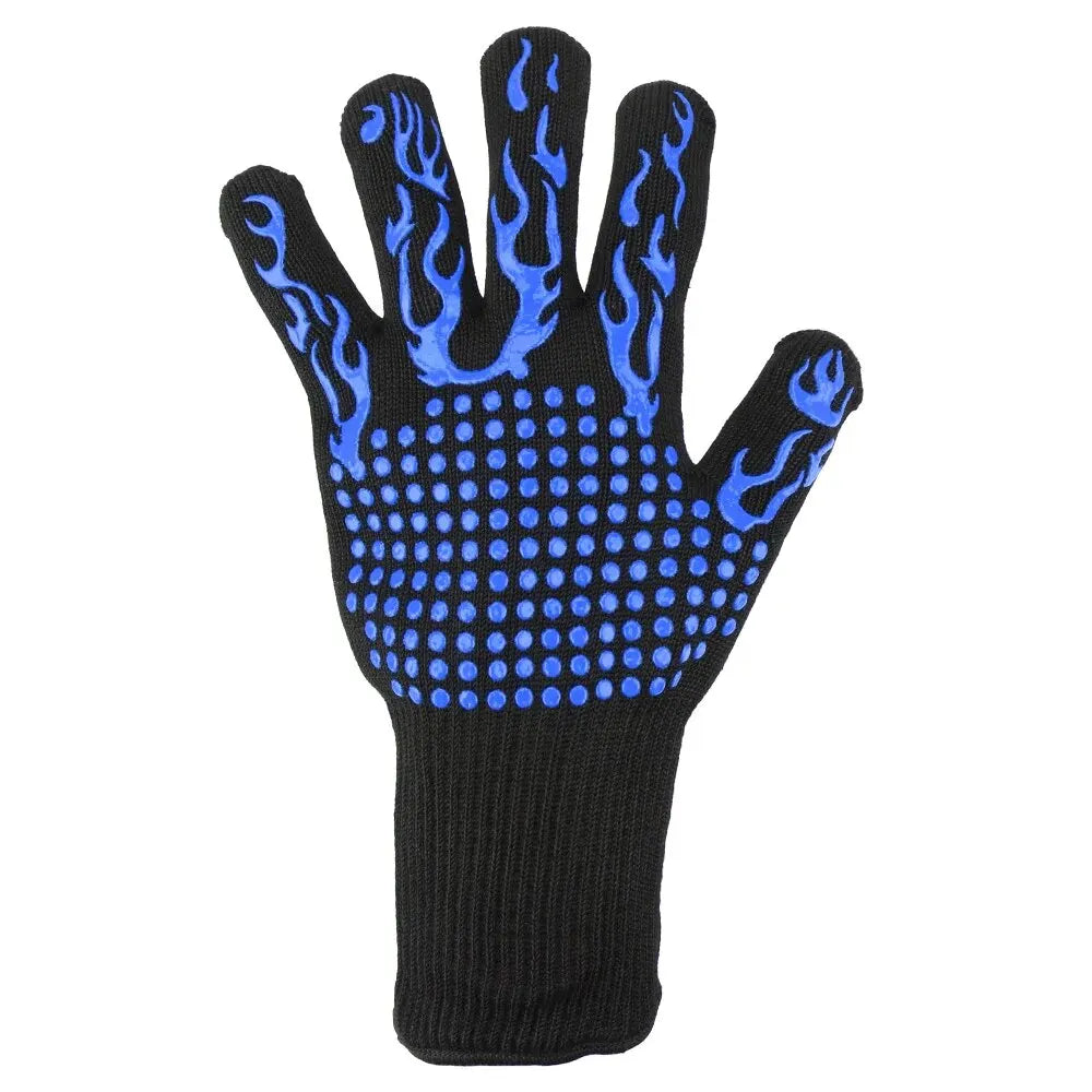 BBQ Gloves – Heat Resistant Up to 500°C | Non-Slip Grill Gloves Blue