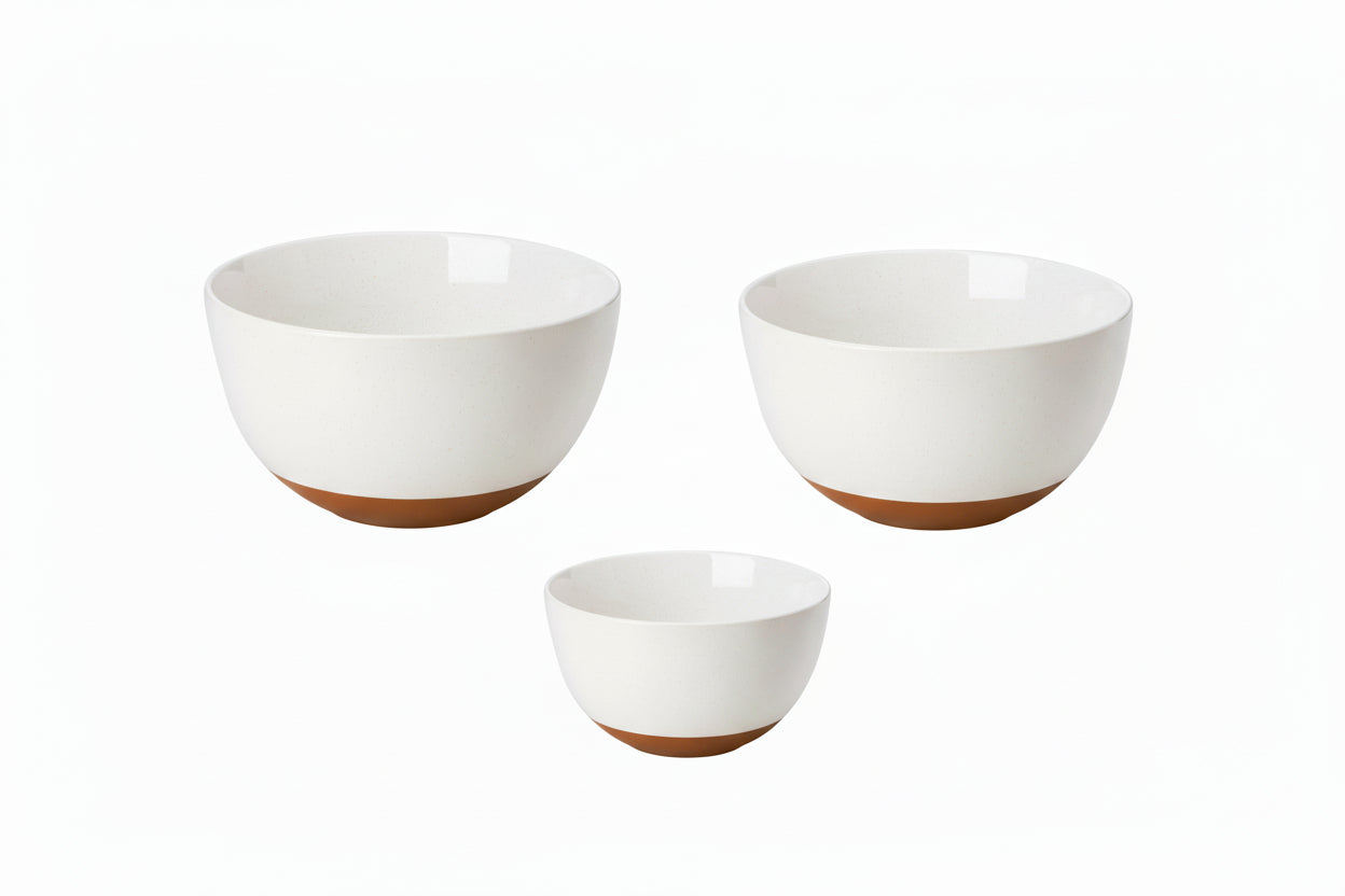 MALACASA Ceramic Mixing Bowls White Brown United States