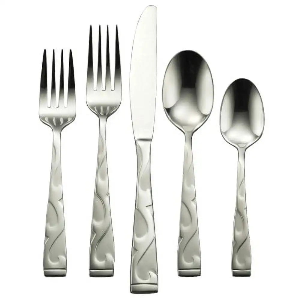 Oneida Tuscany 20-Piece Flatware Set – Embossed Stainless Steel Service for 4 United States Silver