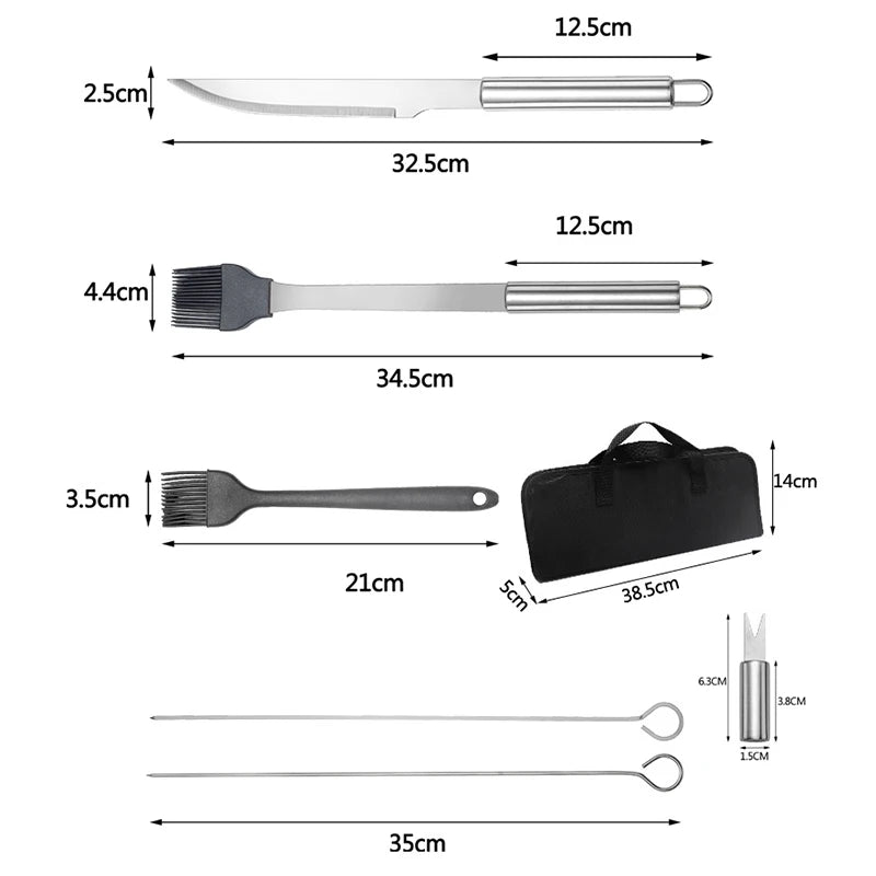 BBQ Grill Utensil Set with Canvas Bag | 3 to 20-Piece Sets