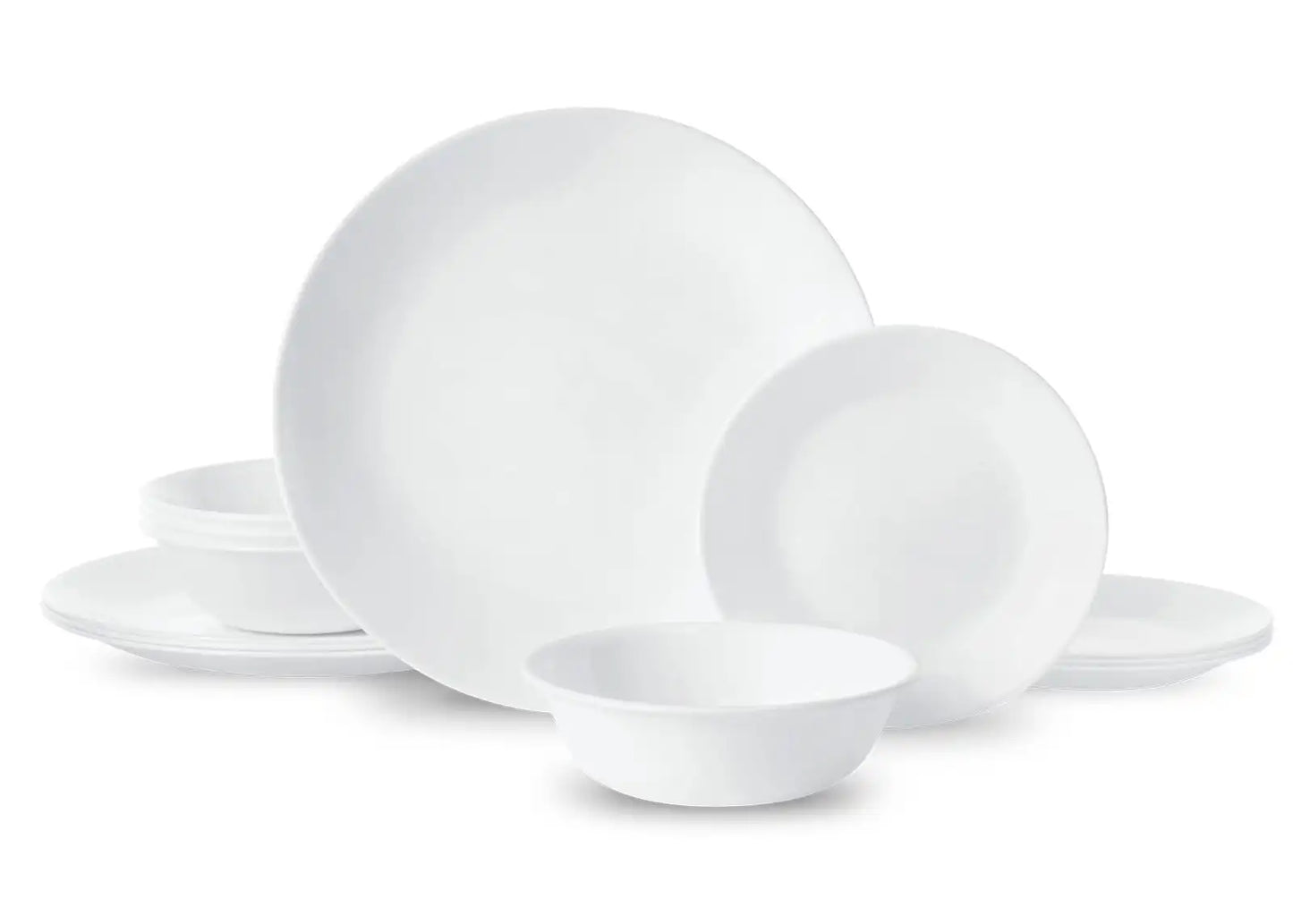 Plain White Round 12-Piece Dinnerware Set – Classic Ceramic Dishes for Everyday Dining Service for 4 1 pack United States
