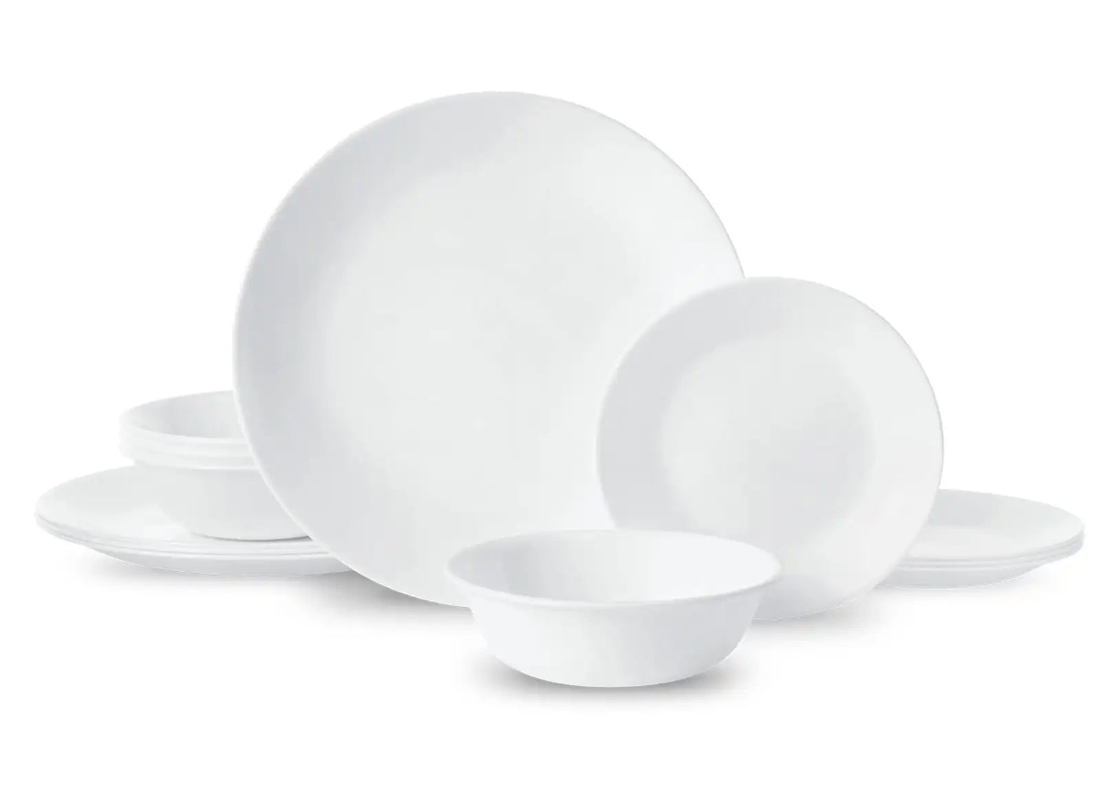 Plain White Round 12-Piece Dinnerware Set – Classic Ceramic Dishes for Everyday Dining Service for 4 1 pack United States