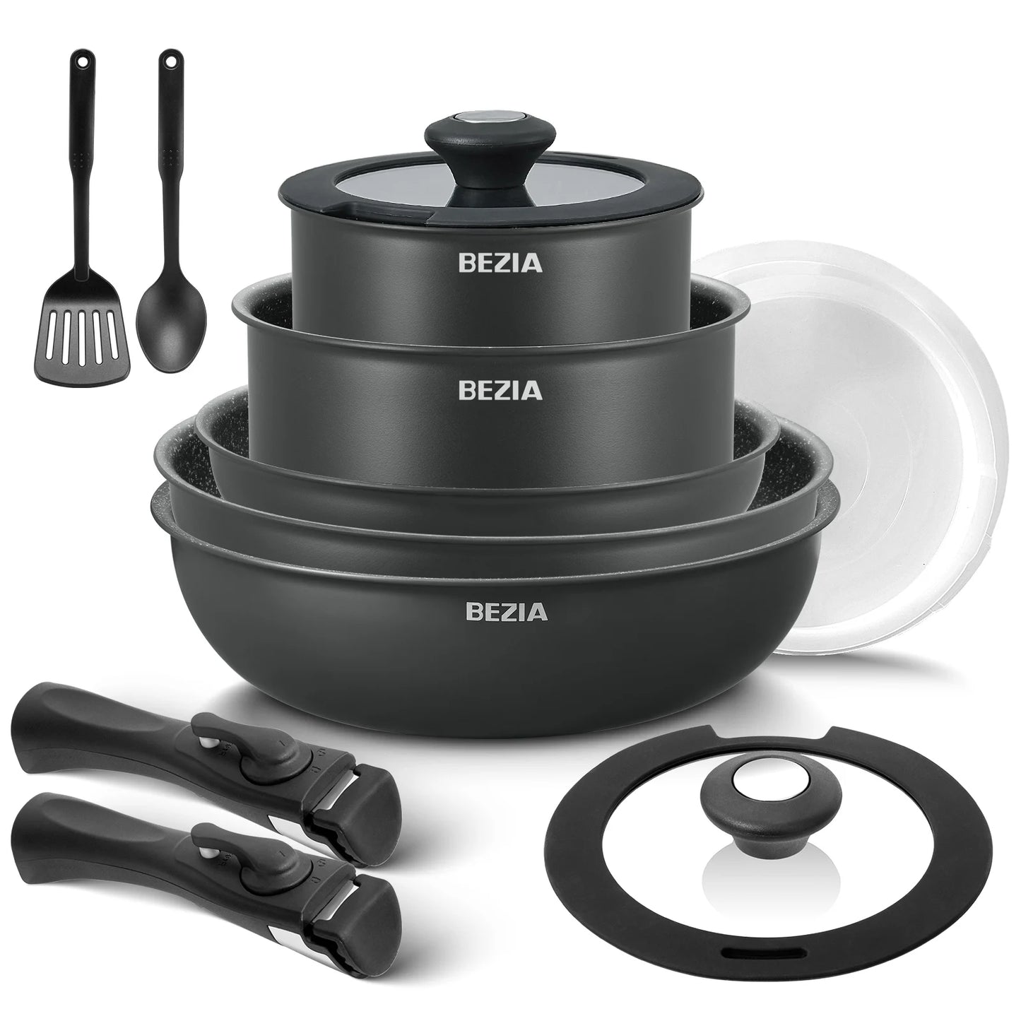 13 Piece Induction Cookware Set, Nonstick black United States Over Five-piece Set