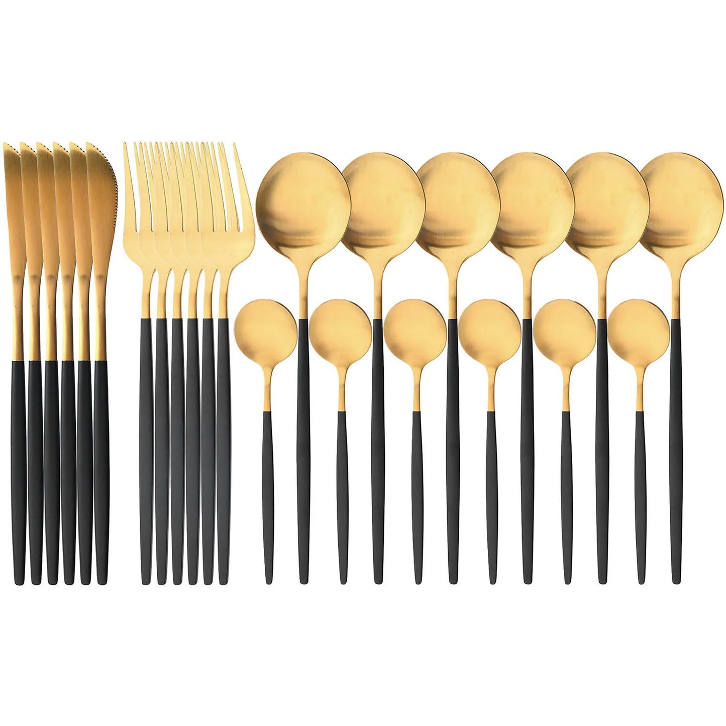 24-Piece Rainbow Titanium Flatware Set – Stainless Steel Cutlery Service for 6